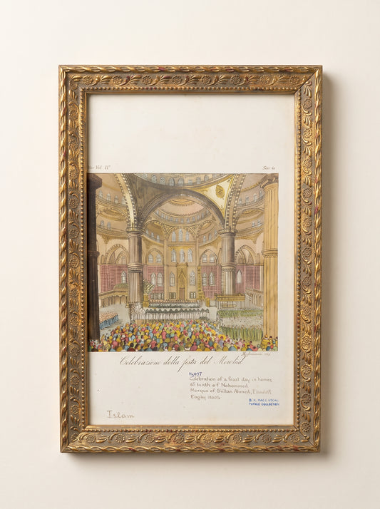 Sultanahmet Camii'nde Mevlid Kutlaması, Migliavacca 1823 – çerçeveli tablo 20×30 cm, ön cepheden, düz duvarda